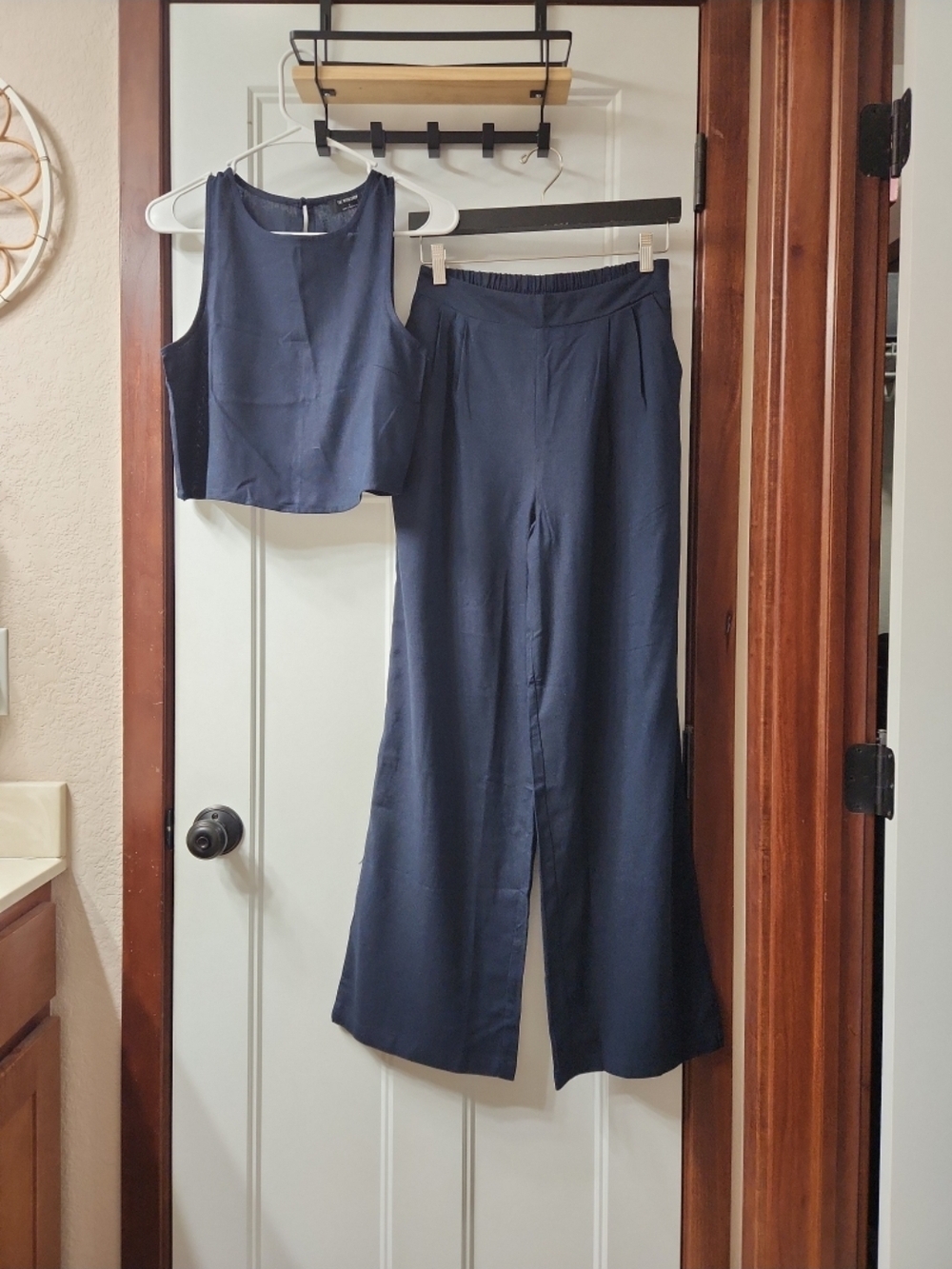 NWT Workshop Navy Wide Leg 2 Piece Set